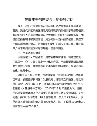 在青年干部座谈会上的领导讲话
