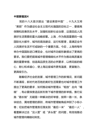 关于探索“路长制”，提升城市精细化管理水平的建议