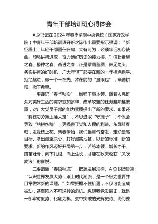青年干部培训班心得体会2（中青班）