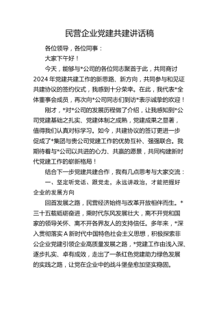 民营企业党建共建讲话（公司）