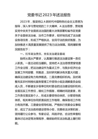 党委书记2023年述法报告2100字