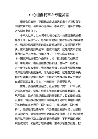 中心组自我革命专题发言2