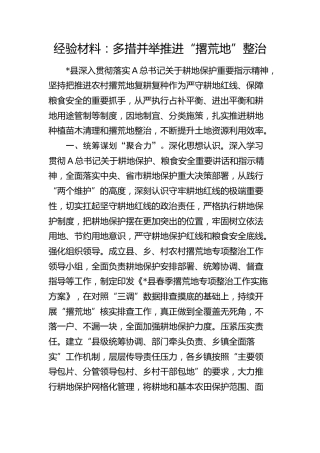 经验总结：多措并举推进“撂荒地”整治