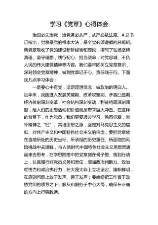 学习党章心得体会2（发言）
