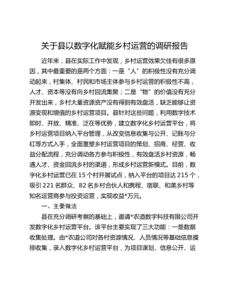 县以数字化赋能乡村运营的调研报告