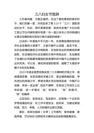 2023年在三八妇女节致辞