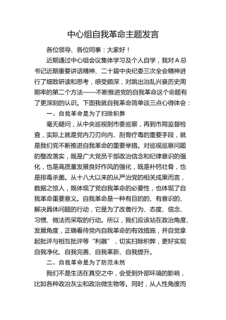 中心组自我革命主题发言1