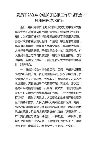 防汛工作研讨发言