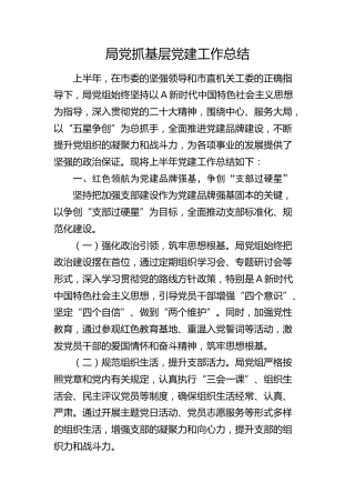 局党组抓基层党建工作总结3000字