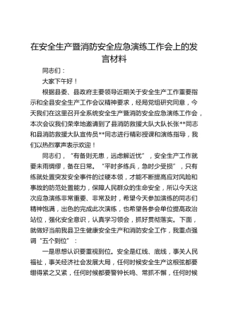 在安全生产演习会议上发言