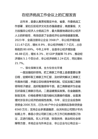 在经济统战工作会议上的汇报发言（县区）