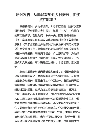 研讨发言：从脱贫攻坚到乡村振兴，衔接点在哪里？
