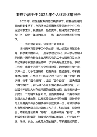 政府办副主任2023年个人述职述廉报告2600字