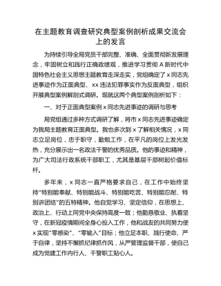 在主题教育调查研究典型案例剖析成果交流会上的发言（司法4000字）