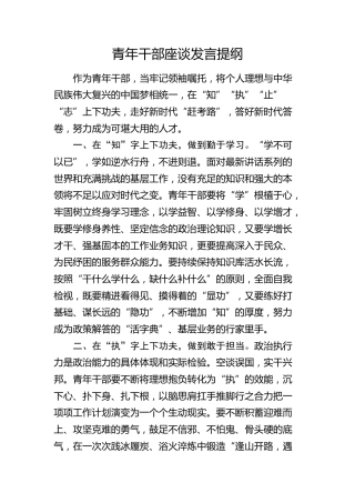 青年干部座谈发言