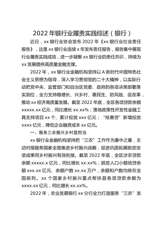 银行业履责实践综述（银行）