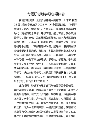 专题研讨班学习心得体会（发言）