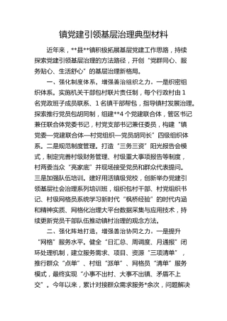 乡镇党建引领基层治理典型材料