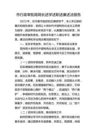市行政审批局局长述学述职述廉述法报告3600字