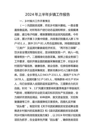 上半年乡镇工作报告