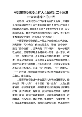 传达二十届三中全会精神会议上的讲话1600字