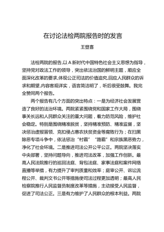 在法检两院报告讨论上的发言