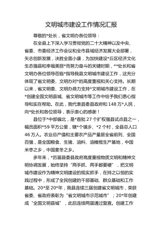 县区文明城市建设工作情况汇报