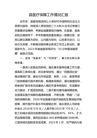 县医疗保障工作情况汇报（医保总结）