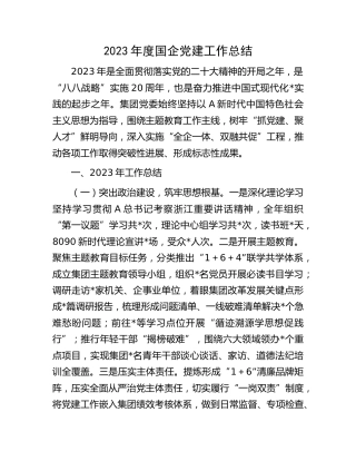 2023年度国企公司党建工作总结2400字