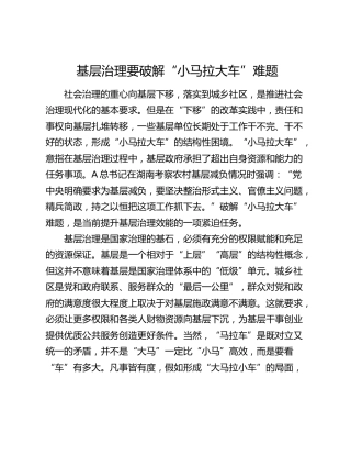 研讨发言：基层治理要破解“小马拉大车”难题