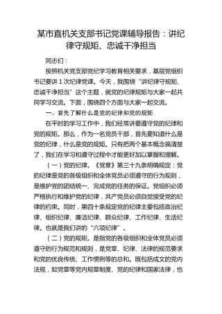 党纪党课：讲纪律守规矩、忠诚干净担当9400字