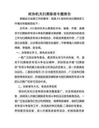 政协办公室扫黑除恶专题报告
