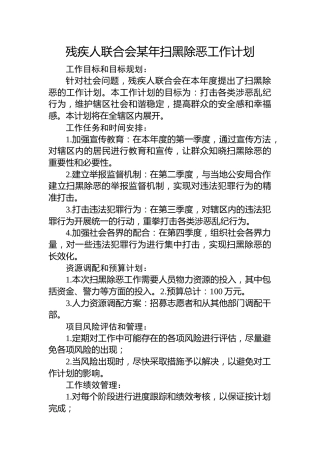 残疾人联合会年扫黑除恶工作计划