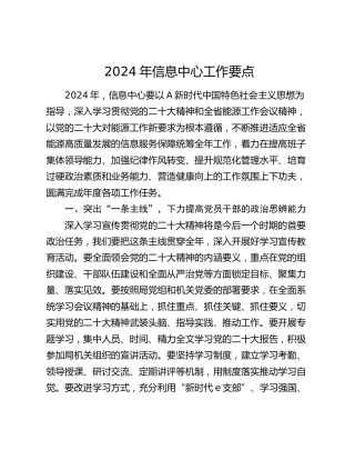 2024年信息中心工作要点（计划）