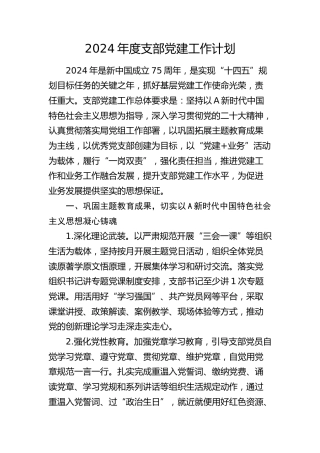2024年度党建工作计划2600字