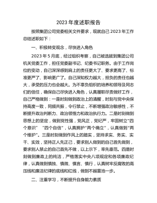 公司纪委书记2023年度述职报告4200字