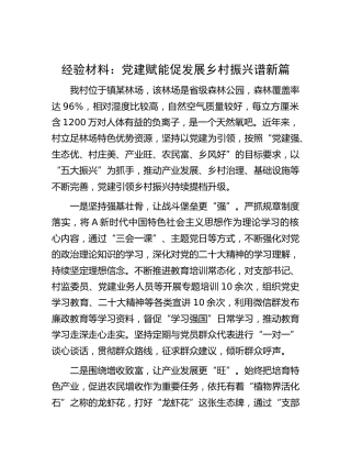 经验交流：党建赋能促发展  乡村振兴谱新篇
