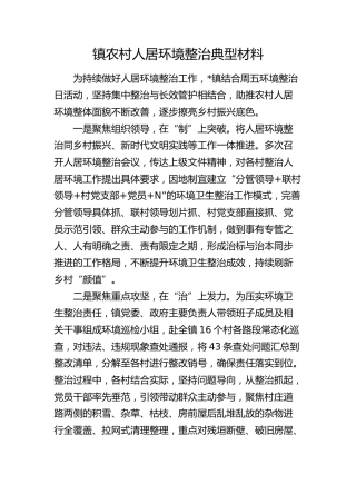 乡镇农村人居环境整治典型材料