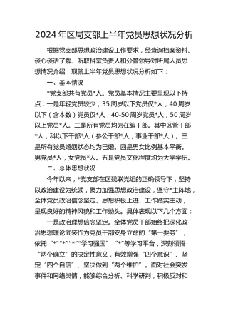 2024年支部上半年党员思想状况分析