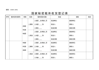 A0605国家秘密载体收发登记表