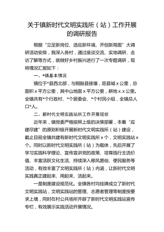 乡镇新时代文明实践所（站）工作开展的调研报告