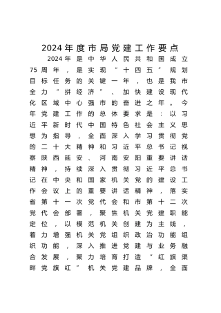 2024年度市局党建工作要点（3900字计划）