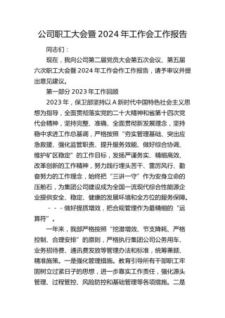 公司职工大会暨2024年工作会工作报告12000字（23年总结、24年计划）