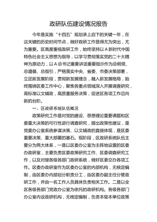 区政研队伍建设情况报告