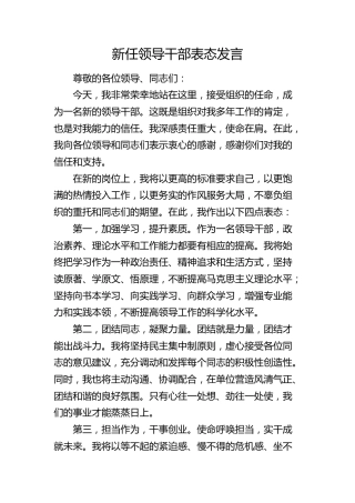 新任领导干部任职表态发言2