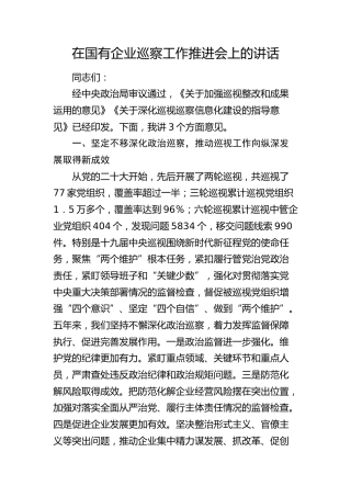 在国企巡察工作推进会上的讲话 (公司)