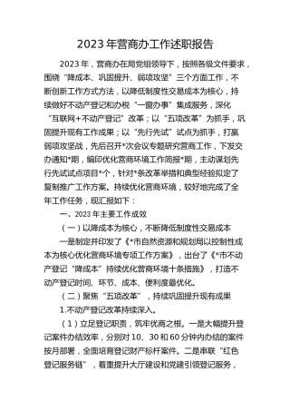 2023年营商办工作述职报告（总结）
