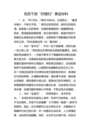 党员干部“好媳妇”先进事迹材料