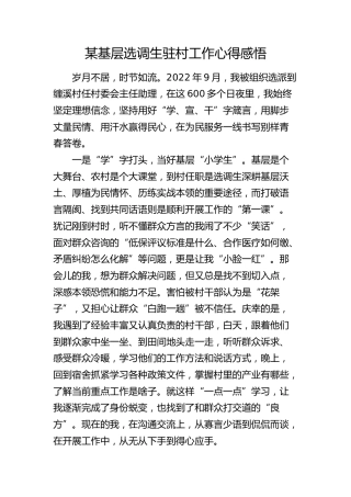 基层选调生驻村工作心得感悟