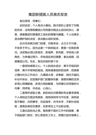 公司新提拔人员表态发言